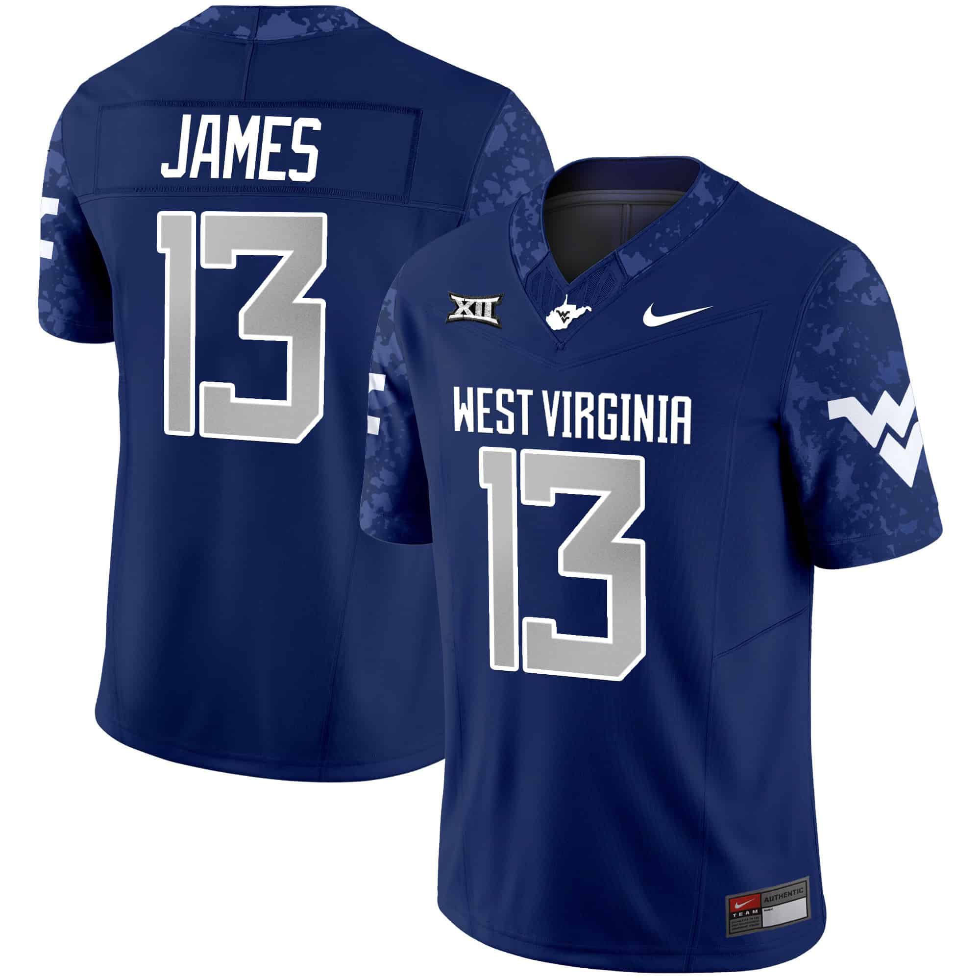 Men West Virginia Mountaineers #13 James Blue 2024 Nike Vapor Limited NCAA Jersey
